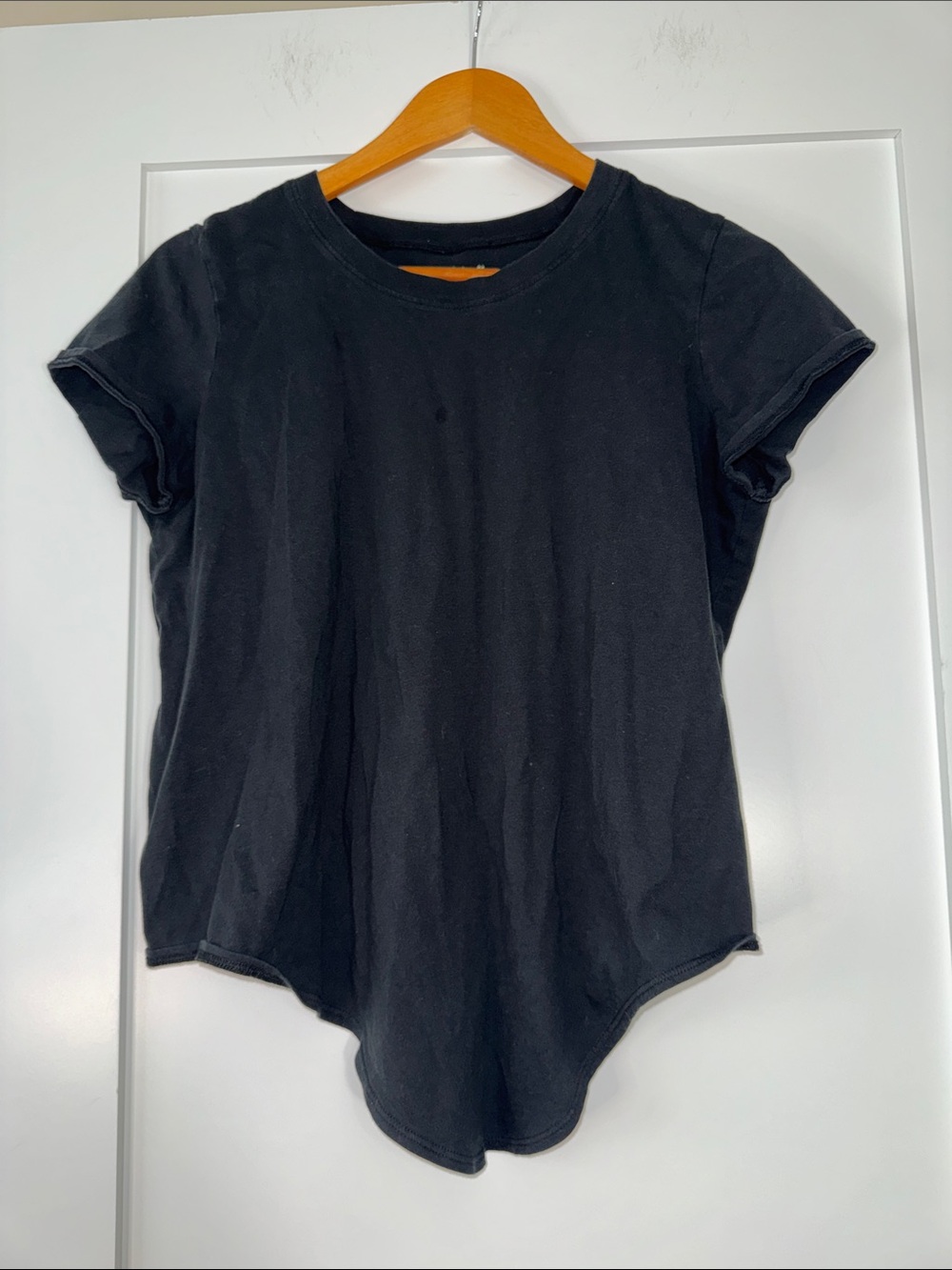 Madewell Black Short Sleeve Crew Tee long Front coverage 100% cotton sz M basic